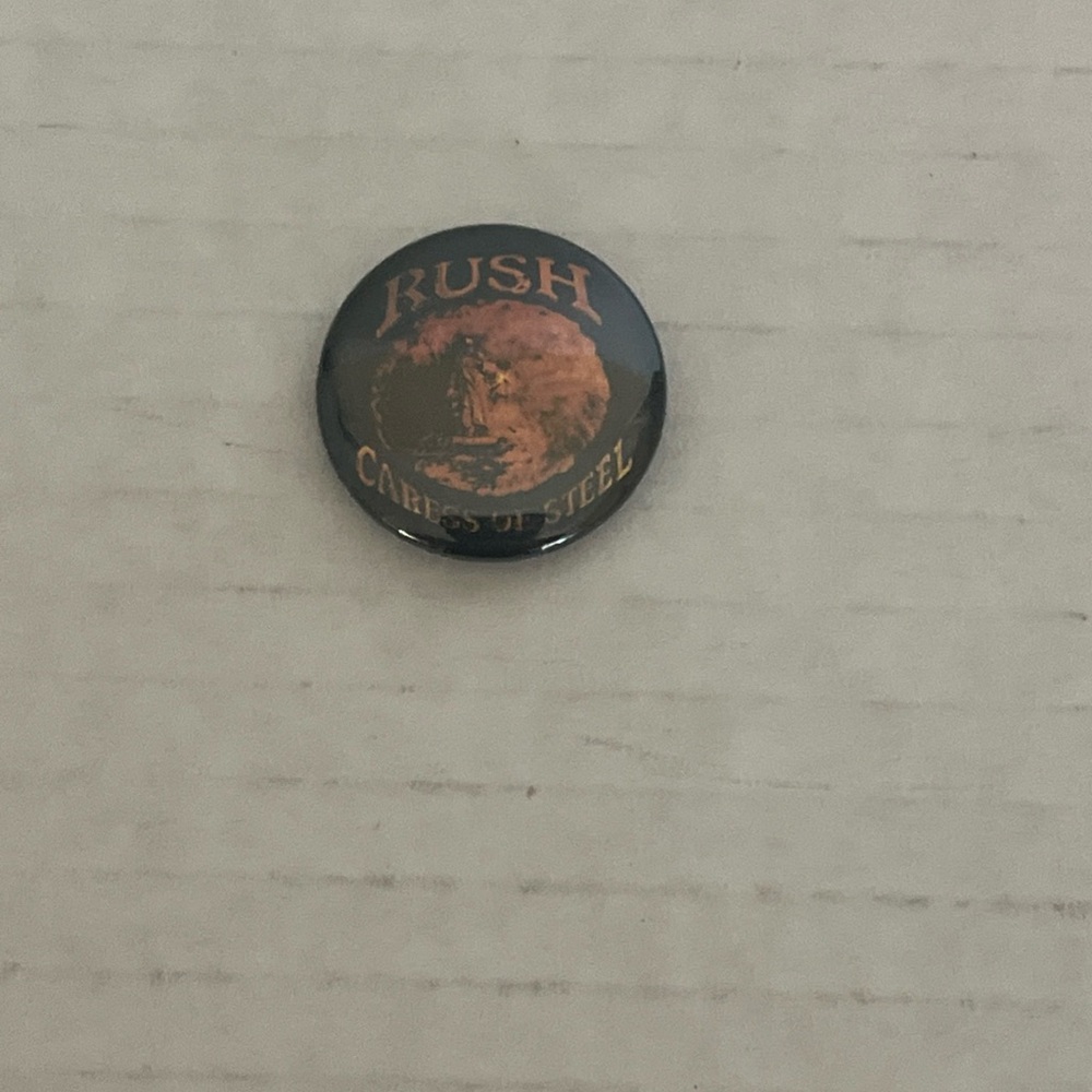 Rush Caress Of Steel Pin Button Round Album Rock Band Pinback Vintage